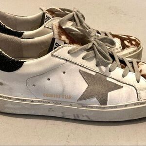 Golden Goose White and Gray Star Sneakers